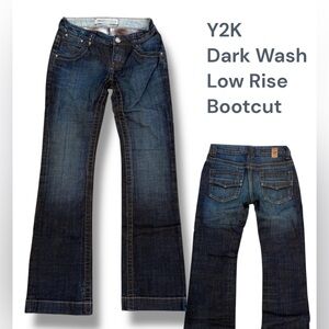 Y2K Dark Wash Bootcut Denim Jeans 27 TIMEOUT Premium Low-Rise